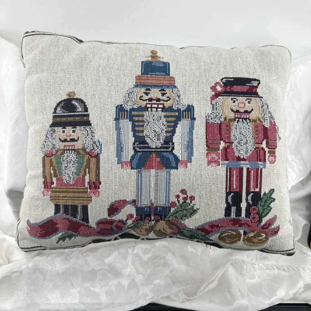 Unbranded Christmas Tapestry Pillows Multicolor Good Nutcracker Believe Set 2